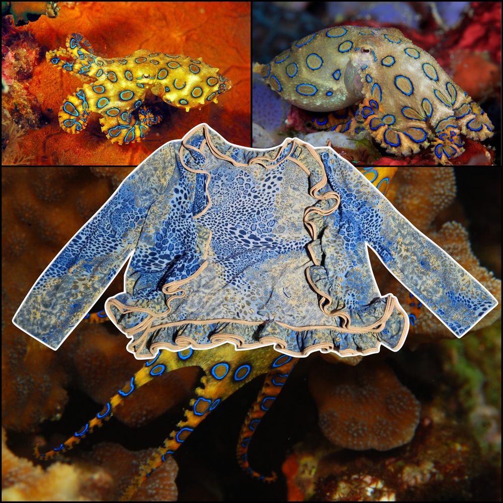 Chic Berek Leopard Patterned Cardigan Cover-up With Curly Hem - Blue & Beige